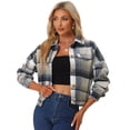 thumbnail image 1 of Chaqueta corta de punto Allegra K con botones para mujer de Otoño Gris azul XS, 1 of 5