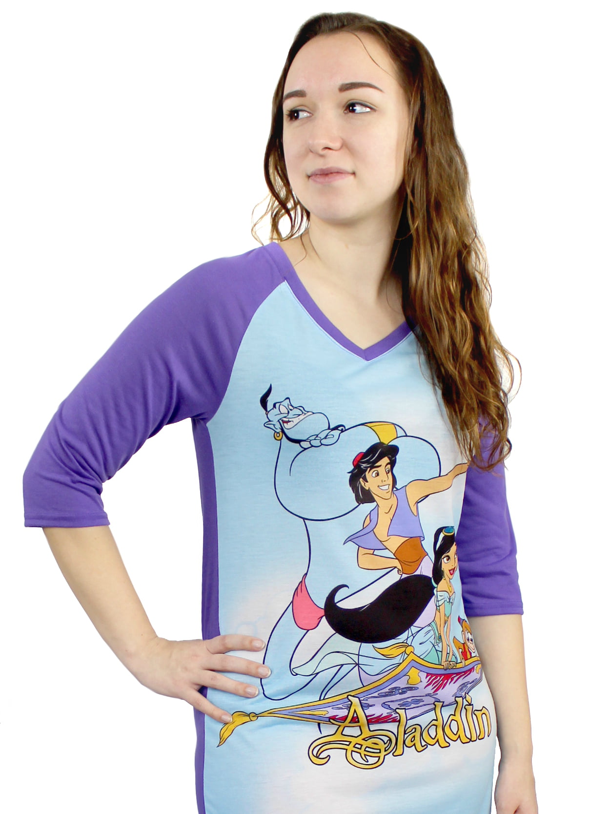 Disney Store Aladdin Princess Jasmine Long Sleeves Nightgown Pajama Nightshirt 