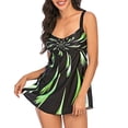 thumbnail image 3 of Naiovety Traje de baño de 2 uds para mujer, traje de baño con estampado degradado, traje de baño sin espalda para mujer, traje de baño con Traje de baño fuegos artificiales verdes XXL, 3 of 6