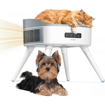 HomeRunPet 2-in-1 Pet Heater with Heated Cat Bed & Air Filter – Quiet Safe 1300W Space Heater for Cats & Small Dogs, Indoor Room Warmer with Tip-Over Protection