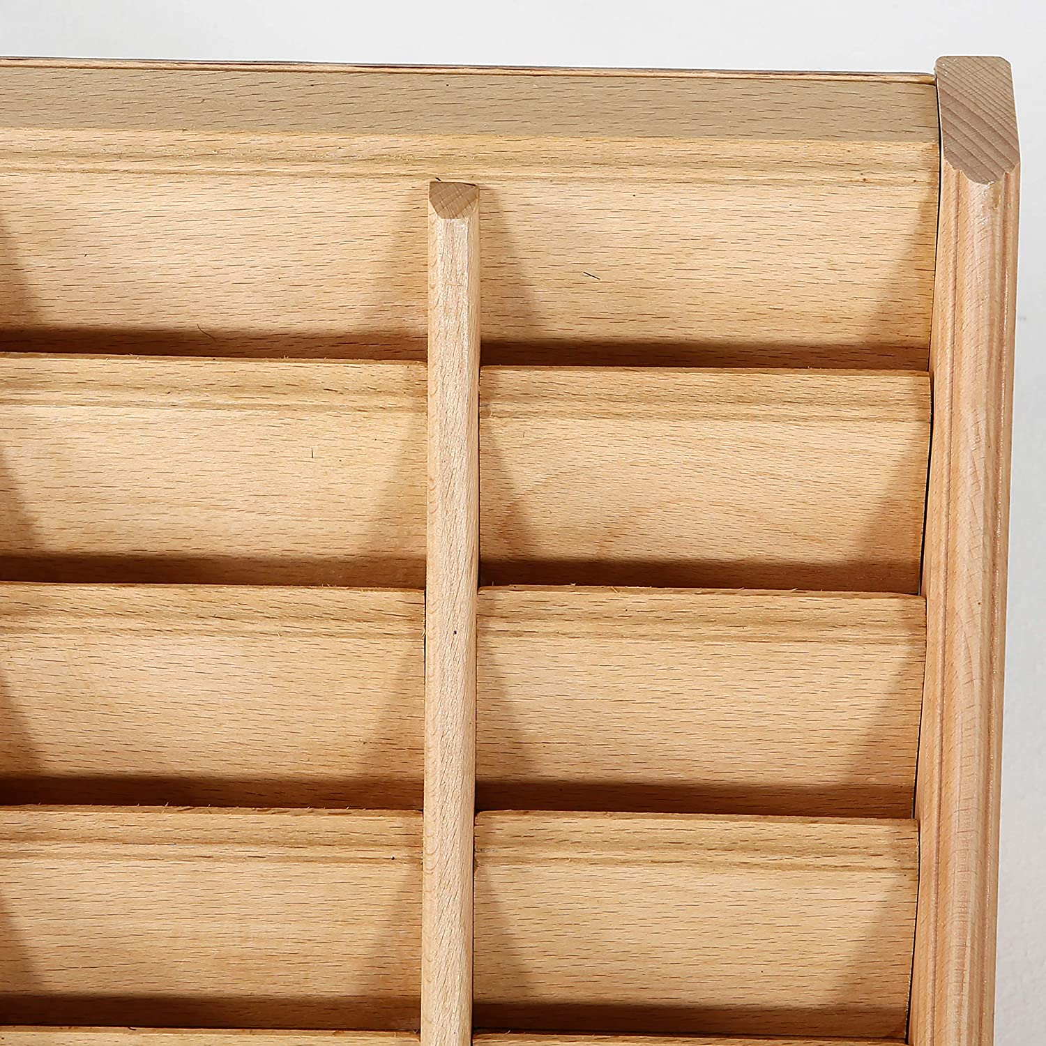 M&T Displays 5 Tiered Natural Wood Business Card Holder 25 Pockets - Desktop Organizer for Office