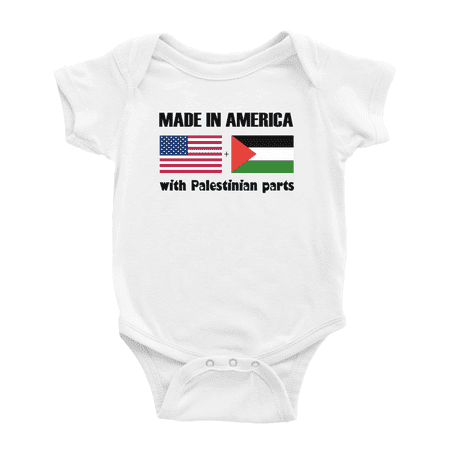 

Made In America With Palestinian Parts Funny Baby Bodysuit For Boy Girl