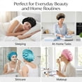 thumbnail image 6 of CNDRLEF 4PCS Luxury Satin Sleep Bonnets - Elastic Wide Band Hair Wrap for Curly & Natural Hair, Extra Room, Shower Cap, Works for All Hair Styles/Lengths (Pink, Leopard, Black, Peacock Green), 6 of 6