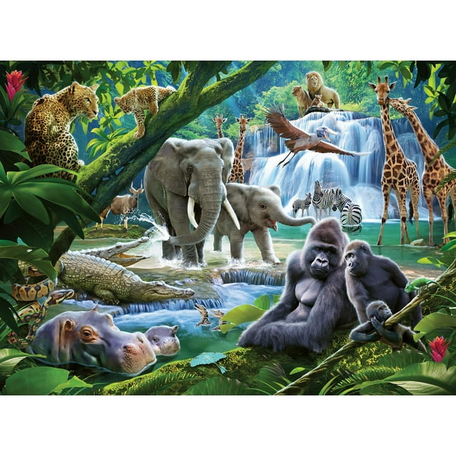 Rompecabezas Ravensburger Jungle Animals 100 piezas para niños