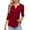 Red, variant on fatyb Womens 3/4 Sleeve V Neck Tops Pleated Flowy Dressy Tunic Shirts Casual Loose Summer Comfy Blouses