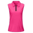 thumbnail image 4 of DHFJKG Polo Shirts For Women Quarter Zip Breathable Mesh Sleeveless Solid Color Summer Basic Top Workout Golf Shirts, 4 of 4