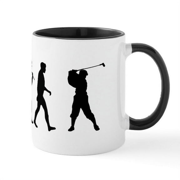 CafePress - Evolution Of Golf Mug - 11 oz Ceramic Mug - Novelty Coffee Tea Cup