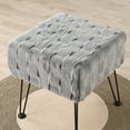 thumbnail image 2 of Home Soft Things Brick Textured Faux Fur Stool Chair, Upholstered Footrest Ottoman with Black Metal Legs and Padded Seat - Grey - 17''x17''x17'', 2 of 8