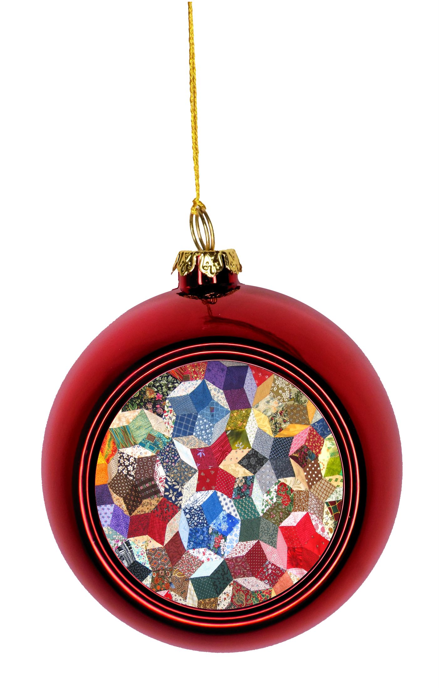 Quilt Pattern Print Bauble Christmas Ornaments Red Bauble Tree Xmas