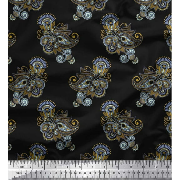 Soimoi Cotton Duck Fabric Artistic Paisley Print Sewing Fabric Yard 42 Inch Wide