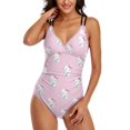 thumbnail image 4 of Hello Kitty Women's One Piece Swimsuit Tummy Control V Neck Bathing Suits, 4 of 7