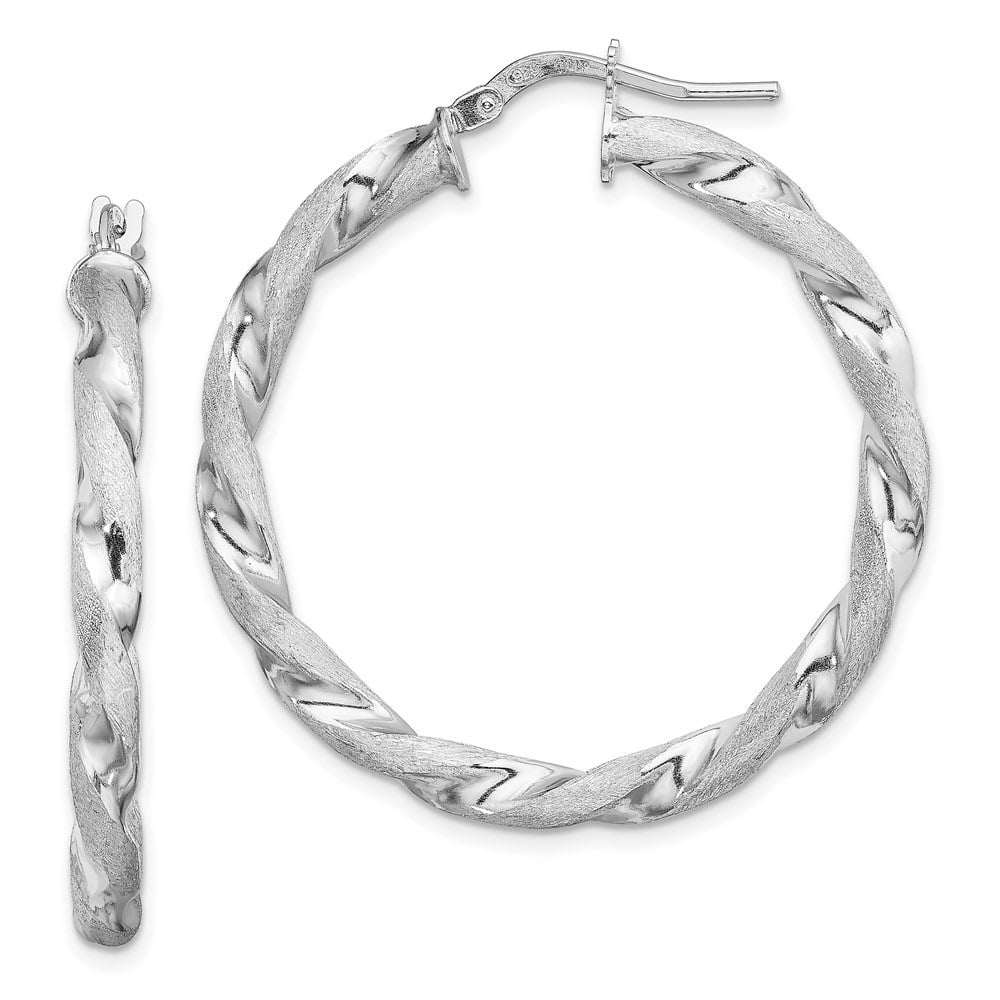 Sterling Silver Twisted Hoop Earrings 32mm Approximate Length Sterling Silver Twisted Hoop Earrings 32mm Approximate Length