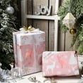 thumbnail image 3 of Christmas Pink Wrapping Paper Mini Roll, Reindeer & Snowflake, Metallic Foil, Rose Gold Foil Reversible Design for Festive Winter Holiday, Family Gathering, 17 inches x 32.8 Feet, 3 of 14