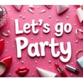thumbnail image 4 of LUUFILx Let's Go Party Backdrop Banner Pink Disco Decoration Fashion Accessories Props Birthday Celebration Photography Event Background, 4 of 7