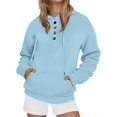 thumbnail image 5 of ManxiVoo Ladies Slim Fit Button Detail Hooded Sweatshirt for Autumn and Winter Comfort Wear XXXXL Size Light Blue, 5 of 9