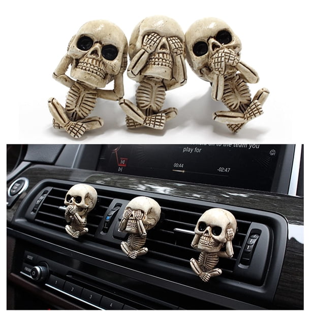 Ambientador con diseño de calavera para decoración de coche, clip de ventilación, accesorios interiores para hombres, mujeres, adolescentes, ambientador de aromas de coche, perfume para oficina, hogar, decoración de Halloween, divertido regalo de cumpleaños para el día del padre para papá oso de fresa Electrónica