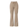 thumbnail image 6 of Endives Women's Cargo Pants High Waist Flare Pants Casual Trousers with Multi Pockets Elastic Drawstring Waist Solid Color Work Pants for Women, 6 of 6