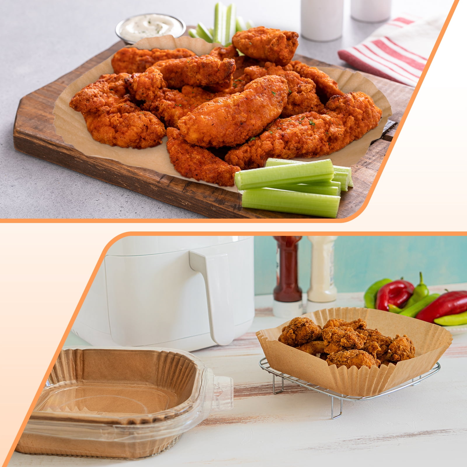 Uxcell 50pcs Silicone Oil Air Fryer Liners 8.66" Circle Disposable Non-stick Air Fryer Paper Liners for Microwaves Ovens Steaming Baking Roasting Frying Portable Cooking Devices, Natural