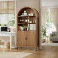 thumbnail image 5 of Fiogmub Tall Arched Display Cabinet, 5-Tier Bookshelf Kitchen Pantry  Cabinet, Open Shelf Storage Cabinet for Living Room, 5 of 8