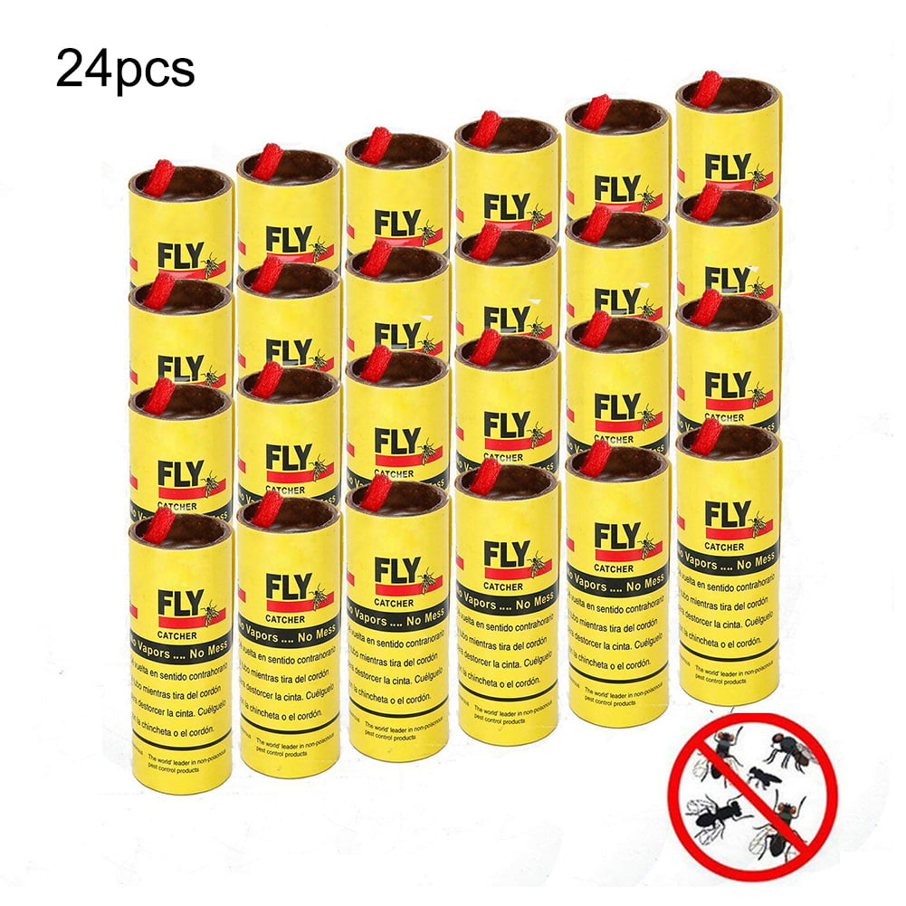 24Pcs Insect Glue Tape Strips Sticky Fly Paper Eliminate Flies Bug Catcher Trap