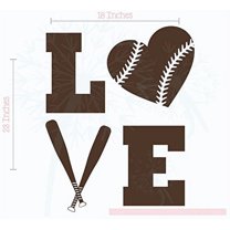 Girls Bedroom Décor Love Softball Teen Vinyl Letters Art Wall Decals Stickers 23x18-Inch Brown