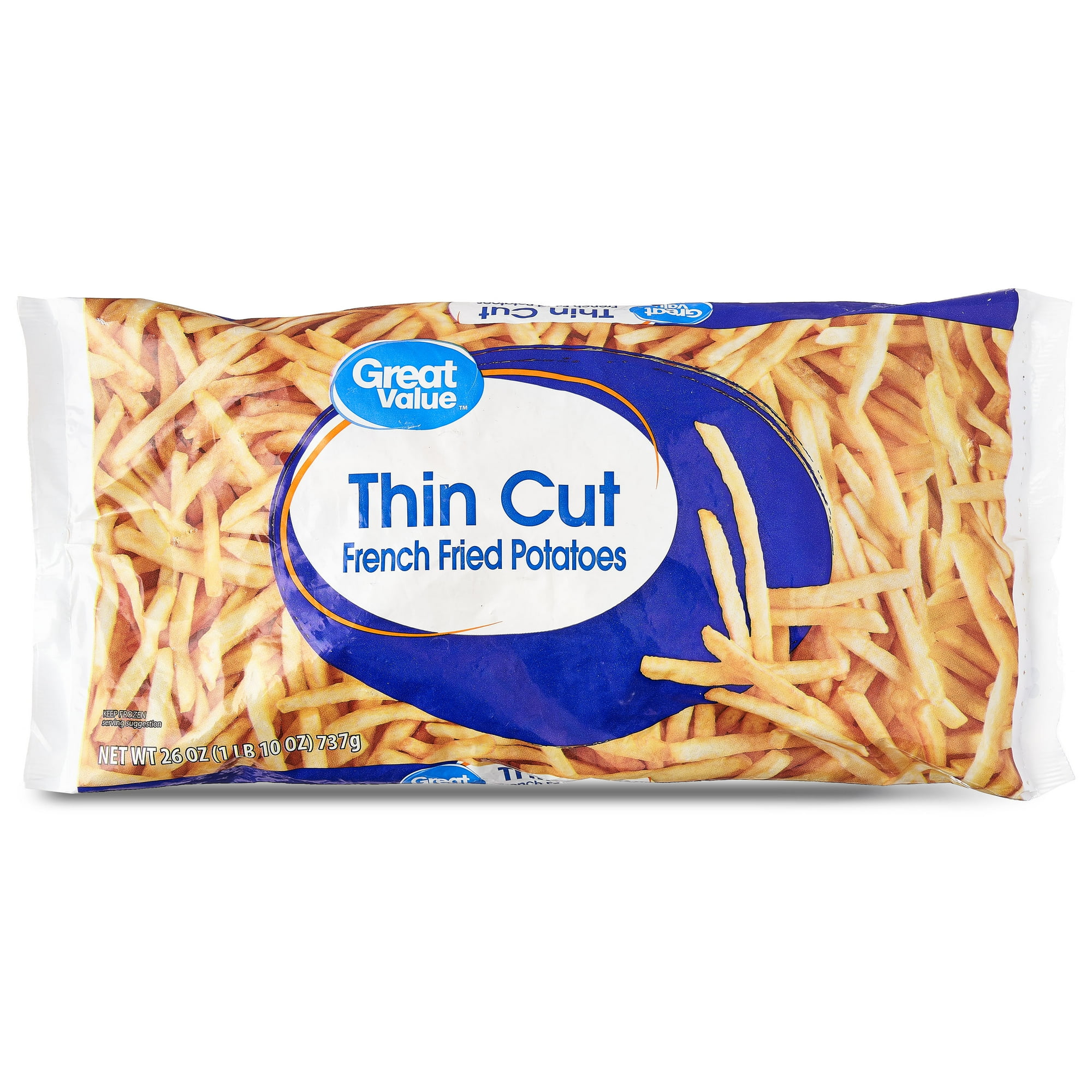 Great Value Thin Cut French Fried Potatoes, 26 oz Bag (Frozen)