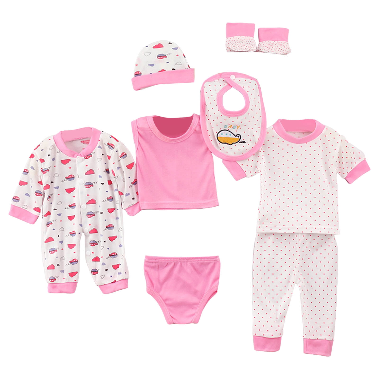 NIEWTR 5Pcs Unisex Baby Boy Girl Cotton Layette Outfit Set Baby Cotton Clothes Suit for to 3 Months oy Girl Boy 0-3 months Gifts Layette Set