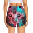 thumbnail image 2 of Lsque Psychedelic Hairless Cat Printed Women's Running Shorts with Liner Pockets,Elastic Quick Dry Workout Athletic Gym Yoga Shorts,Womens High Waist Shorts-Large, 2 of 9