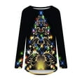 thumbnail image 4 of IROINNID Savings Christmas Tunic Tops for Women Christmas Long Sleeve Crewneck Tops Xmas Tree Printed Pullover,Black, 4 of 5