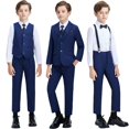 thumbnail image 4 of ETHAN Junior Boys Trajes Para Niños Elegantes Outfit Slim Fit 7 Pieces Formal for Young Men Navy Blue Size 18, 4 of 7