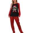 thumbnail image 4 of Christmas Family Matching Pajamas Set Santa Hat Letter Print Tops+Plaid Pants Xmas Holiday Pjs Sleepwear Loungwear, 4 of 7