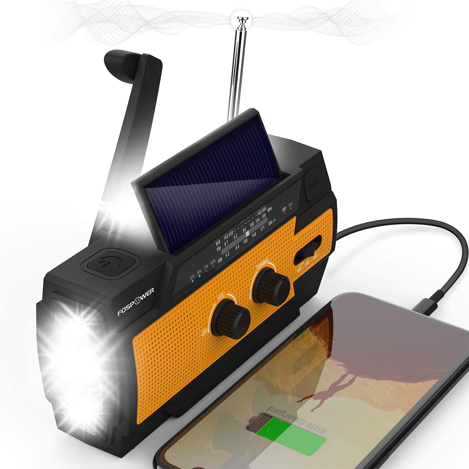 Emergency Solar Hand Crank AM/FM/WB Radio LED Torch USB Charger Power Bank 2020