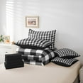 thumbnail image 6 of jejeloiu Modern Grid Bedding Comforter Set 7 Pieces,Abstract Geometric Geometric Full Bedding Set,Black White Fitted Sheet Flat Sheet,Breathable Bedroom Decor Reversible, 6 of 8