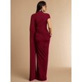 thumbnail image 2 of Burgundy Asymmetrical Draped Maxi Dress With Ruched Waist And One-Shoulder, 2 of 30