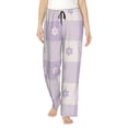 thumbnail image 1 of Fotbe Floral Purple Buffalo Plaid Pantalones de Pijama para Mujer, Pantalones de Dormir, Pantalones Pj con Cordón y Bolsillos-3X-Large, 1 of 6