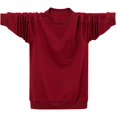 thumbnail image 2 of UVEASISHA Big and Tall Cotton Tops for Men Long Sleeve Thin Solid Tshirt Fall Loose Casual T Shirt with Pocket Red XXXXXL, 2 of 6