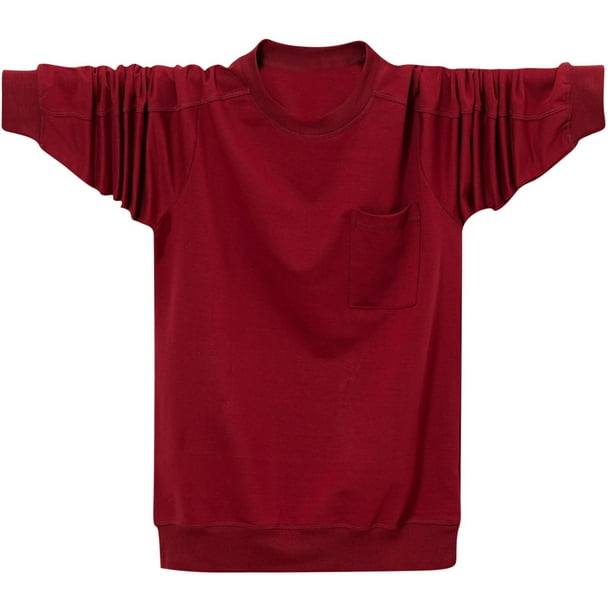 pstuiky camisa de manga larga para hombre, Camiseta holgada de manga larga y cuello redondo para hombre, talla grande camisetas de hombre xxxxl