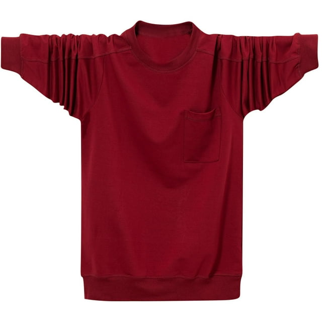 pstuiky manga larga para hombre, Camiseta holgada de manga larga y cuello redondo para hombre, talla grande Tops de talla grande para hombre xl