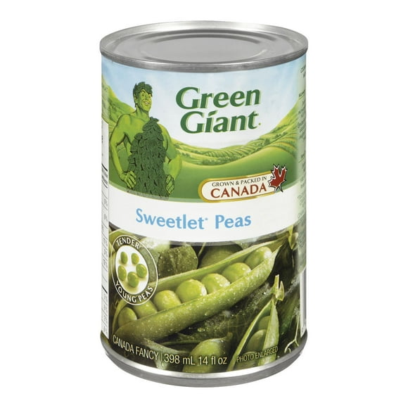 Pois Sweetlet En Conserve Green Giant. Cultivé Et Emballé Au Canada. Pois Sweetlet En Conserve G Vert
