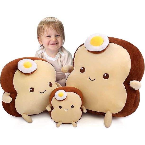 Almohada Rellena De Pan Tostado De Huevo Frito, Juguete De Peluche Relleno De Pan Gordito para Dormir, Gran Abrazo, Juguete De Peluche con Cojín De Sofá De Pan Tostado Suave Y Esponjoso para Niño