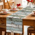 thumbnail image 5 of Sage Green Blue Table Runner 72 Inches, Vintage Shabby Farmhouse Wooden Bed Runner Dresser Scarves Tabletop for Indoor Outdoor Parties/Ceremony/Banquet, 14" x 72", 5 of 9