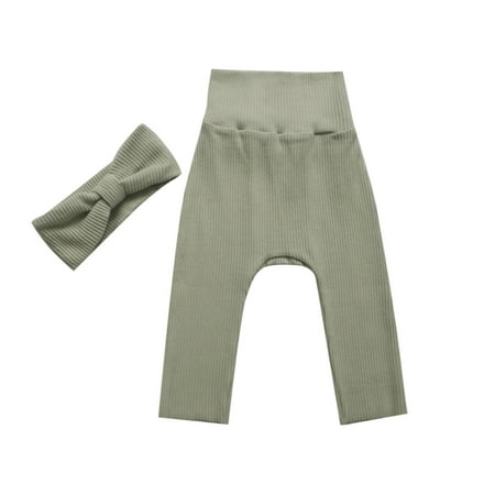 

NECHOLOGY Designer Pants Baby Girls Boys Solid Ribbed Cotton Summer Autumn Long Pants Big Kids Clothes Pants Mint Green 12-18 Months