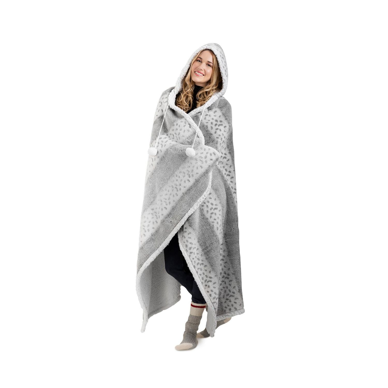 Safdie & Co. Hoodzy Blanket Faux Fur Grey