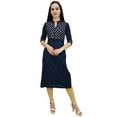thumbnail image 6 of Bimba Women's Navy Blue Designer Tunic Kurta Kurti Indian Ethnic Party Wear-18, 6 of 6