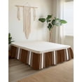 thumbnail image 2 of Brown White Stripe Wrap Around Bed Skirts for Queen Bed 18" Drop,Bed Skirt with Adjustable Elastic Belt Dust Ruffle Bed Valance for Bedroom Hotel Luxury Modern Rustic Vertical Striped Bed Frame Cover, 2 of 7