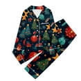 thumbnail image 1 of WEAIXIMIUNG Children's Christmas Print Long Sleeve Trousers Cardigan Children's Pyjamas Two Sets 7-8 Years, 1 of 4
