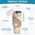 thumbnail image 2 of Yayeee 40oz Stainless Steel Tumbler with Straw and Handle Double-Wall Insulated Travel Water Bottle, Pink Retro Sun, 2 of 8