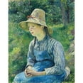thumbnail image 3 of Pissarro, Camille 15x18 Black Modern Framed Museum Art Print Titled - Peasant Girl with a Straw Hat, 3 of 5