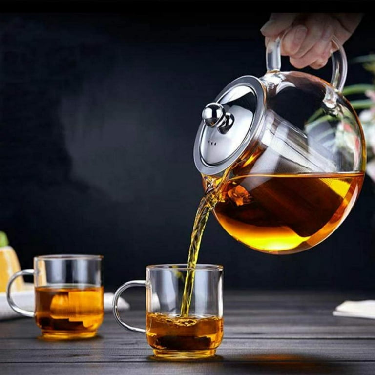 Clear Glass Tea Kettle with Removable Infuser High Borosilicate Tea Kettle  600ml 