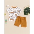 thumbnail image 4 of Suealasg Toddler Boy Clothes 3T Boy Clothes Short Sleeve Beach Element Print T-shirt Top Elastic Waist Shorts Set 2Pcs Infant Baby Summer Outfit, 4 of 7